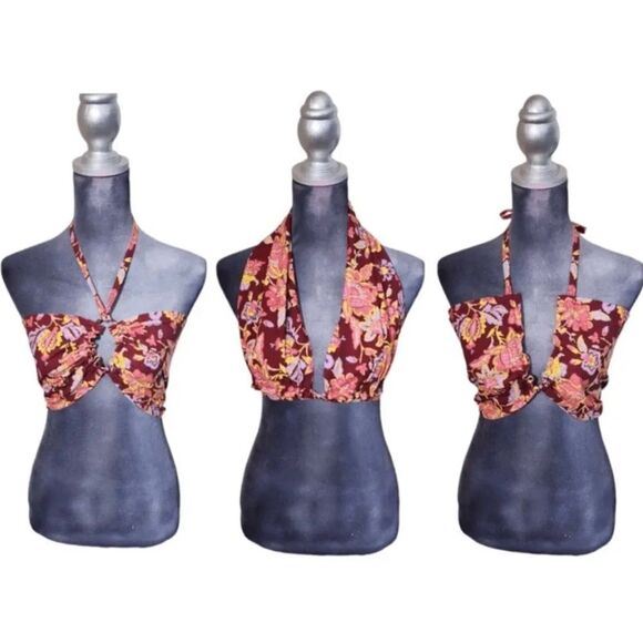 NWT Free People Summer Of Love Bandeau in Wine and Natural - Picture 7 of 15